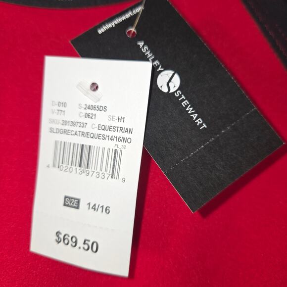 Ashley Stewart Womens 14/16 Red Midi Dress Black Mesh Sleeves Greek Key Trim NWT - Picture 11 of 12